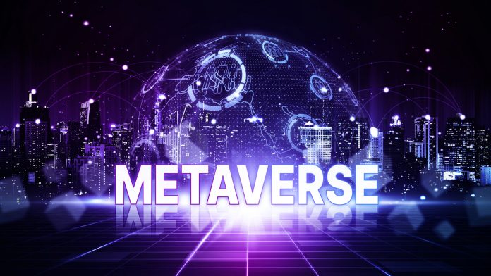 Канцэпцыя тэхналогіі віртуальнай рэальнасці свету Metaverse. Інтэрнэт рэчаў (IoT). Футурыстычны блокчейн бізнес-фінансаў