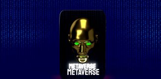The human head and table for metaverse concept 3d rendering
