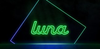 luna - terra ecosystem. neon inscription. blockchain and cryptocurrency concept in web 3.0 space