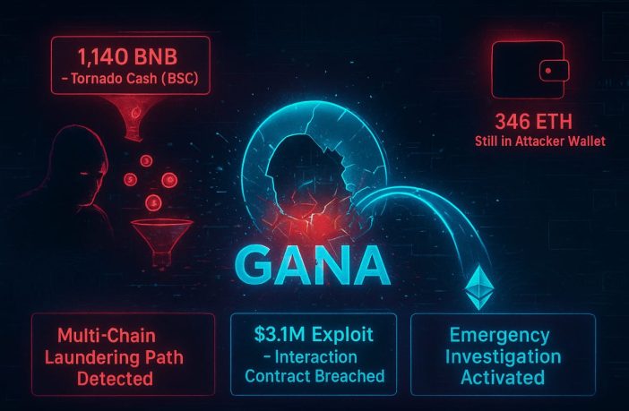 GANA Payment Hit by $3.1M Exploit as Attacker Launders Funds Across Chains