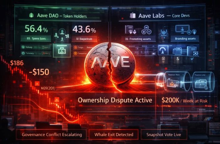 AAVE Slides Nearly 20% As Governance Fight Rattles Market