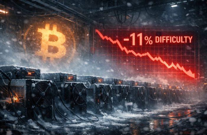 Bitcoin Mining Difficulty Drops 11% As Hashrate Plunges And Miner Pressure Mounts
