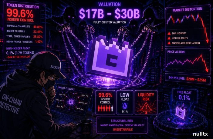 ZachXBT Sounds New Alarm At $M Token With Market Debate Heated Over Insiders Holding Majority Of Float